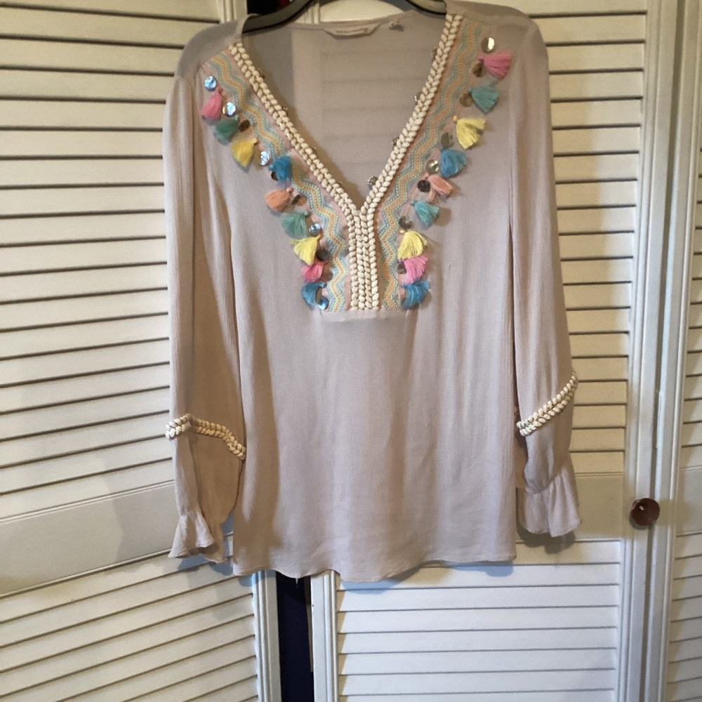 Soft Surrounding ladies Clementines long sleeve Boho tunic, size XS